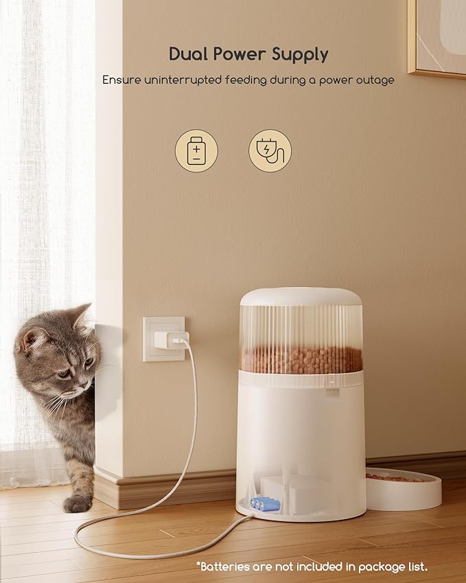 Faroro Automatic Cat Feeder with Camera, 3MP HD Video with Night Vision, 2.4G WiFi Cat Feeder with APP Control, 2-Way Audio, Low Food Sensor, Motion Alerts for Cats and Dogs