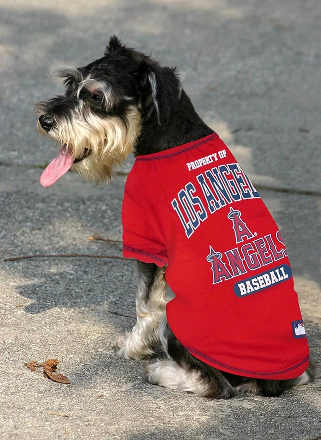 MLB LA ANGELS Dog T-Shirt, X-Large. - Licensed Shirt for Pets Team Colored with Team Logos. - Premium Stretchable Materials for The comfort of your Dog & cat.