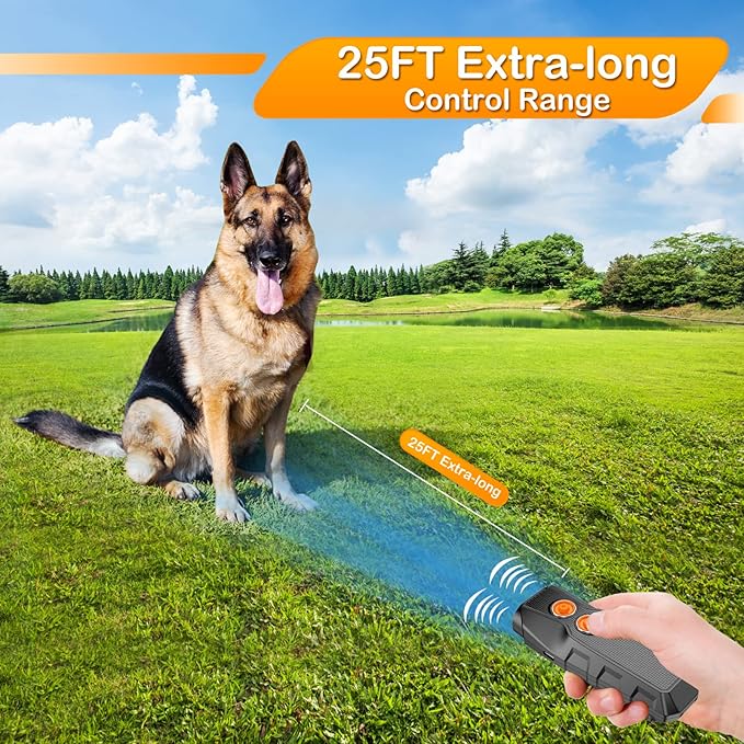NOUGAT Dog Barking Control Devices, Anti Barking Device with 3 Training Deterrent Modes, Barking Control 25FT Ultrasonic Dog Bark Deterrent, Rechargeable Dog Training & Behavior Aids with LED