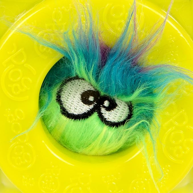 goDog Cage Ball 2-in-1 Burrow Bounced w/Furballz Squeaky Plush Ball Dog Toy - Yellow, One Size