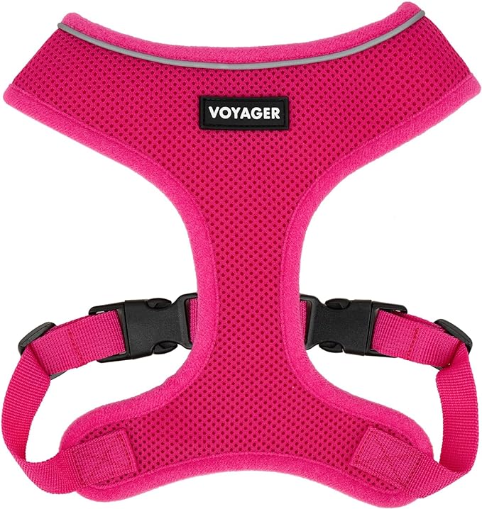 Aerolite No Pull Mesh Dog Harness with Lightweight, Soft, Breathable Chest Coverage, Reflective Stitching, and Adjustable Straps for Walking, Running, Training, Heavy Duty and Durable - Fuchsia, S
