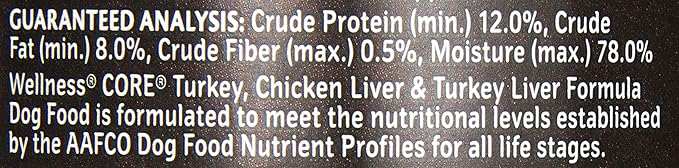 Wellness Core Grain Free Dog Food: Turkey, Chicken Liver, & Turkey Liver Formula, 12.5 oz