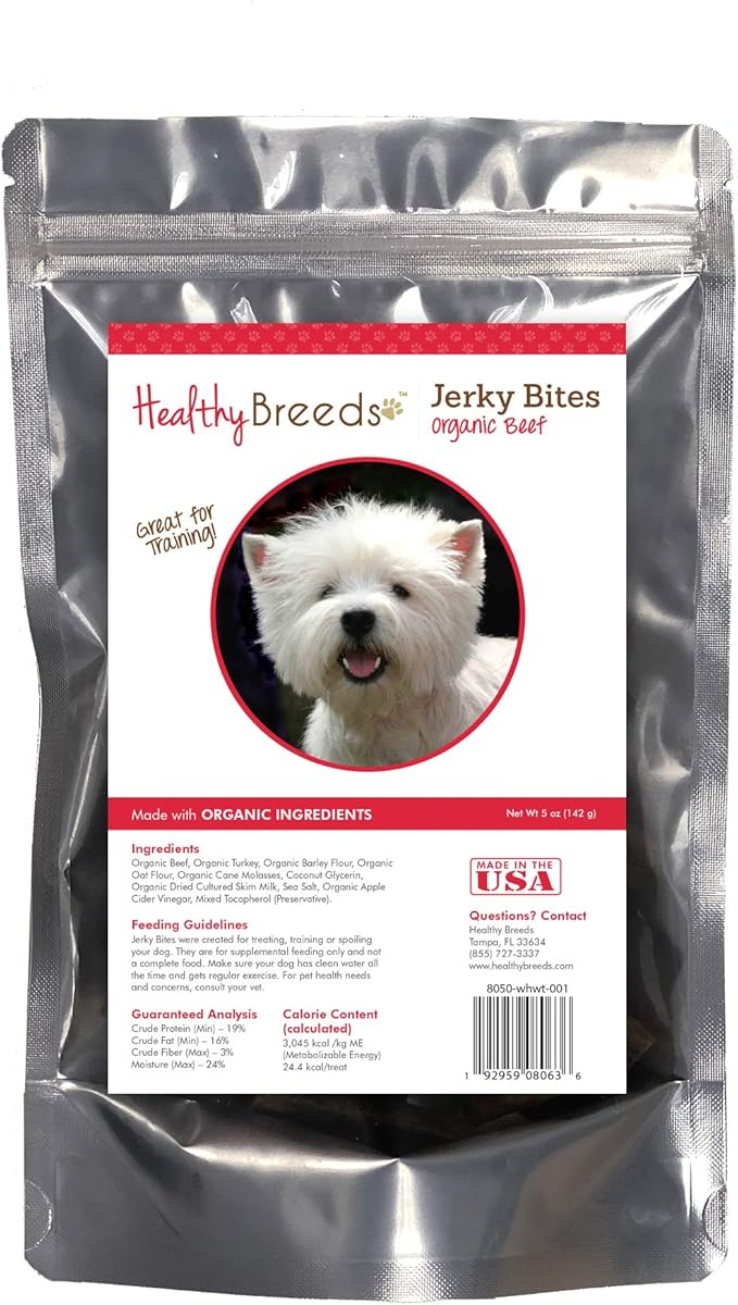 Healthy Breeds West Highland White Terrier Jerky Bites Beef Recipe Dog Treats 5 oz