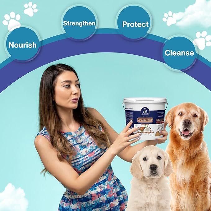 Madra Mor Coconut Mud Dog Wash Spa Essentials | Dog Grooming | Dry Skin Treatment | 7.5lb Pail with Worldwide Nutrition Multi-Purpose Keychain