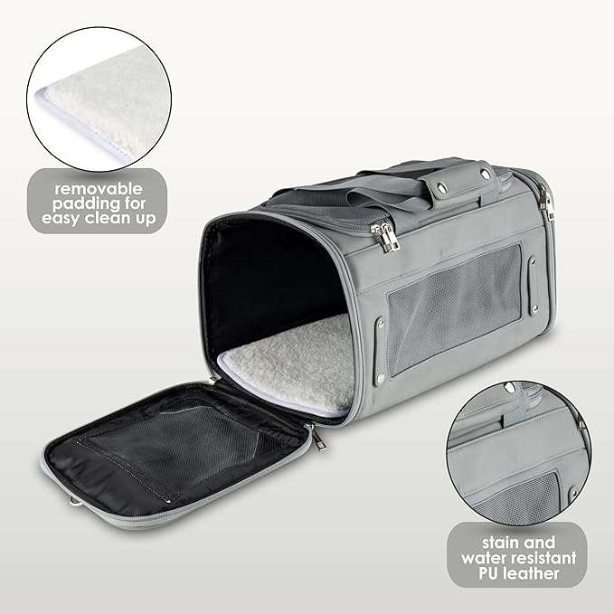 TSA Airline Approved PU Leather Luxury Pet Carrier - Size XS/S - for Small Dogs and Cats