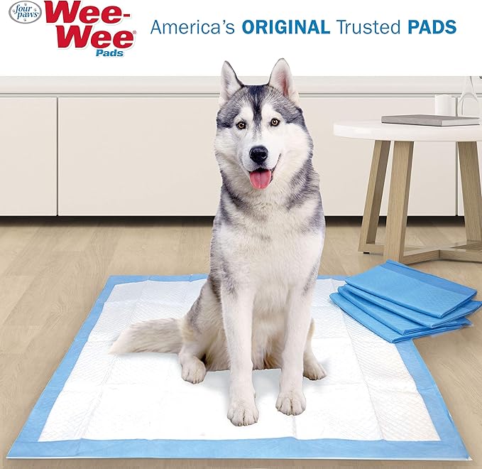 Four Paws Wee-Wee Odor Control with Febreze Freshness Pee Pads for Extra Large Dogs, Leak-Proof Floor Protection Dog & Puppy Quilted Potty Training Pads, Spring Fresh Scent, 28" x 30" (30 Count)
