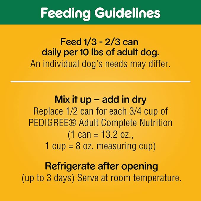 PEDIGREE CHOPPED GROUND DINNER Adult Canned Soft Wet Dog Food, Turkey & Bacon Flavor, 13.2 oz. Cans (Pack of 12)