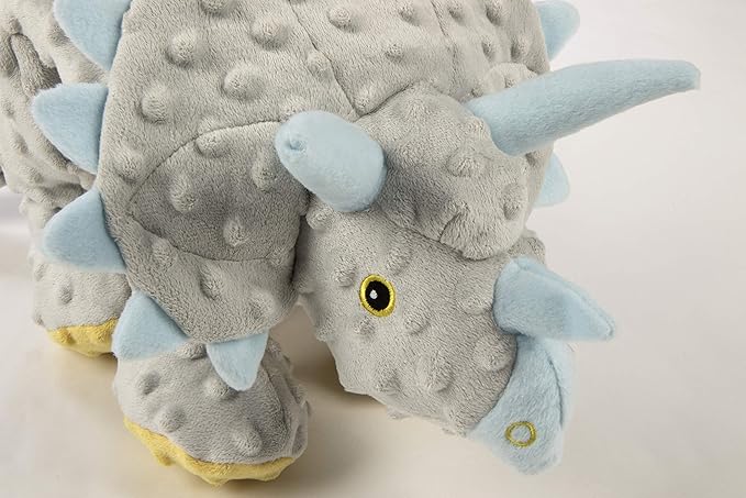 goDog Dinos Frills Squeaky Plush Dog Toy, Chew Guard Technology - Gray, Extra Large