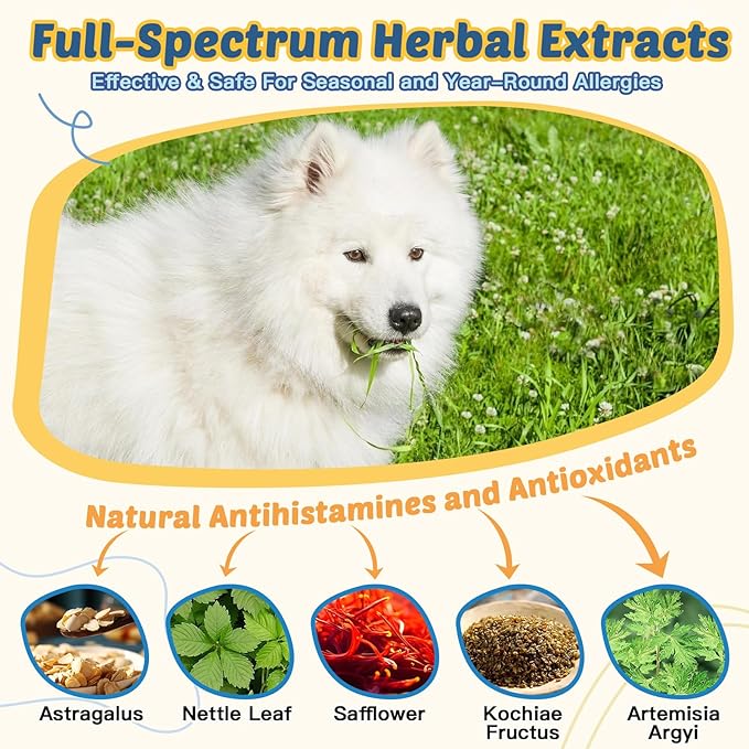Dog Allergy Relief, Itchy Skin Relief - Digestive & Immune Supplement with Probiotics & Colostrum- Omega 3 Fish Oil for Skin & Coat Health - Anti Itch & Hot Spots + Seasonal Allergies - 100 Chews