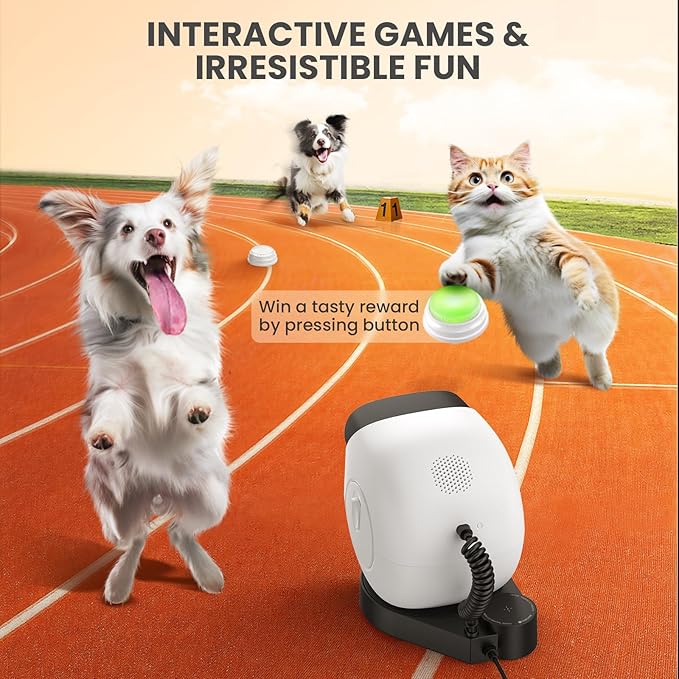 DOG CARE Pet Camera Treat Dispenser with Dog Button, 360° View Smart Dog Camera with Motion Tracking, Barking Alert, Night Vision, 5G WiFi Pan/Tilt Dog Security Camera for Dogs Cats