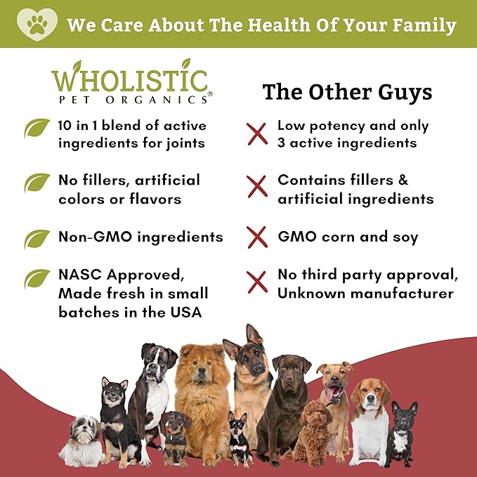 Wholistic Pet Organics: Joint Support Supplement for Dogs - Green Lipped Mussel (1lb) with Glucosamine & Chondroitin - Dog Hip & Joint Pain Relief - Natural Arthritis Relief & Long-Term Joint Health