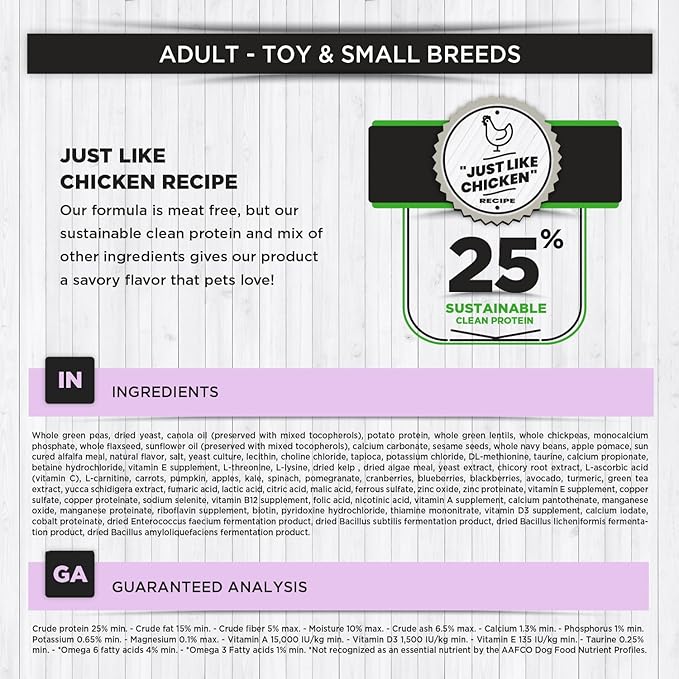 Nature's HUG Dry Dog Food | Sustainable Clean Protein | Supports Immune System | Grain Free | Non-GMO | Just Like Chicken Recipe | Hypoallergenic | 20lb Bags | Adult Toy & Small Breed Dogs