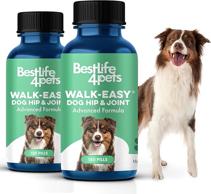BestLife4Pets Extra Strength Dog Joint Supplement - Natural Hip and Joint Supplement for Dogs - Arthritis, Inflammation, and Hip Dysplasia Pain Relief for Dogs - Easy to Use Natural Pills