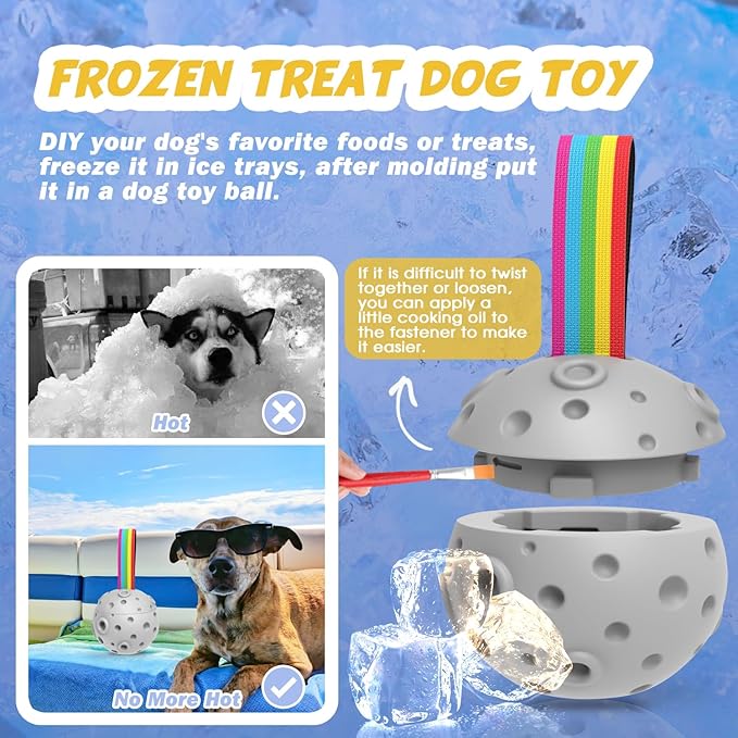Dog Puzzle Toy, Frozen Fillable Dog Food Dog Enrichment Toys to Keep Them Busy,Treat Dispensing Dog Toy,Dog Ball Toys for 10-80Lbs,Safety Rubber Dog Chew Toys,Easy to Clean Interactive Dog Treats Toy