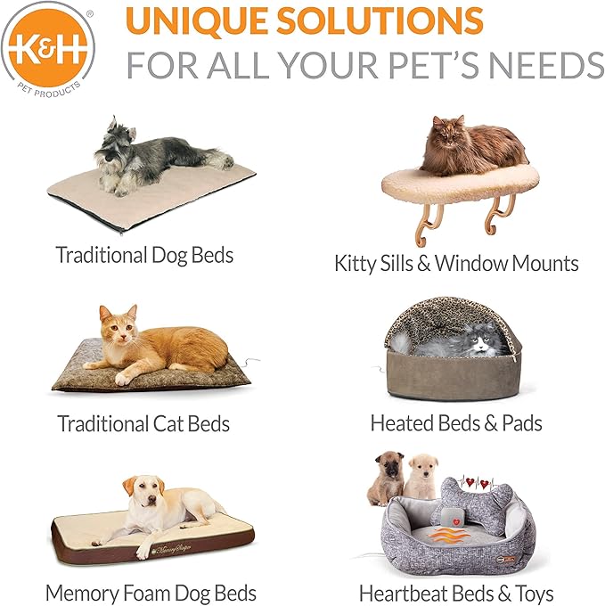 K&H Pet Products Mother's Heartbeat Calming Dog Toy Bone Pillow Gray Medium Breed Heartbeat 10 Inch