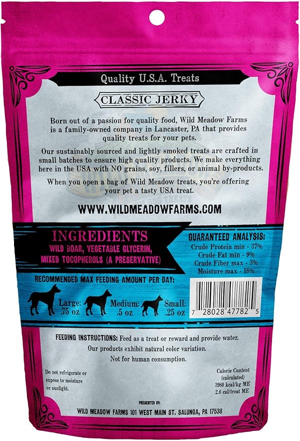 Wild Meadow Farms - Classic Wild Boar Minis, Soft Jerky Training Treats for Dogs, Grain-Free, All-Natural & Perfectly Sized for Training, High-Value Rewards in a Convenient 3.5 Ounce Pouch
