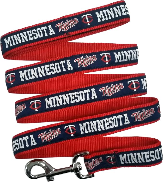 MLB PET Leash, Small, Minnesota Twins Dog Leash, Baseball Team Leash for Dogs & Cats. A Shiny & Colorful Dog & Cat Leash with Emboridered Team Name/Logo Licensed by the MLB