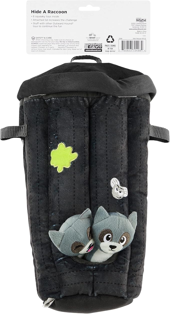 Outward Hound Hide A Raccoon Plush Dog Toy Puzzle