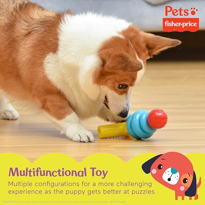Fisher-Price for Pets Stack N' Relax Resilient Chewer Teething Toy for Puppies | Chew Toy for Puppies, Puppy Teething Toy, Puppy Teether | Multifunctional Dog Toy, Treat Hide Dog Toy