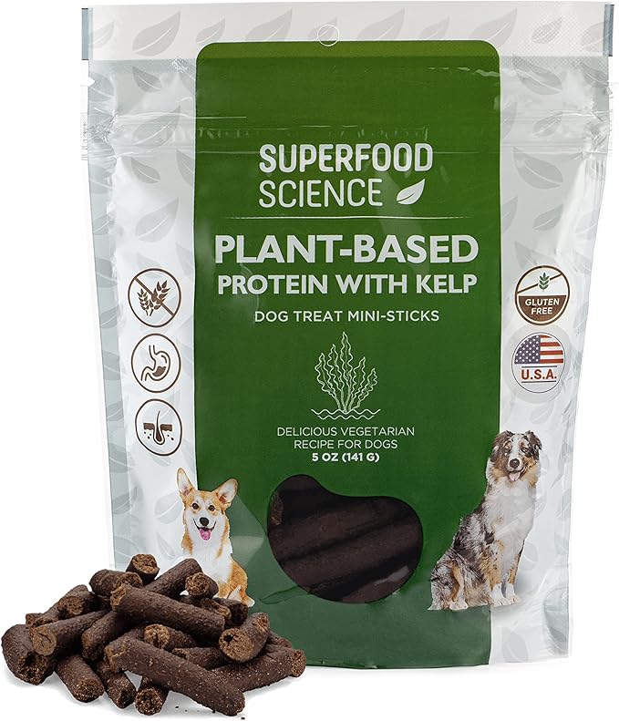 Hypoallergenic Healthy Dog Treats: Plant-Based Vegetarian Dog Treats w/Sweet Potato, Chia, Flaxseed & Coconut Oil for Skin & Coat, Gluten-Free Vegan Protein Dog Training Snack, 5 oz
