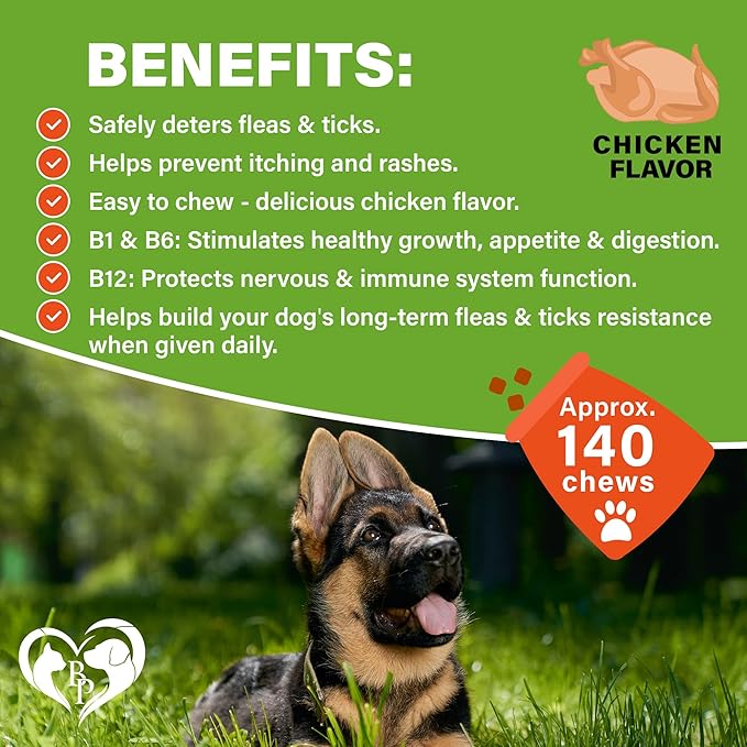 Flea and Tick Prevention Chewable Pills for Dogs - Revolution Oral Flea Treatment for Pets - Pest Control & Natural Defense - Chewables Small Tablets Made in USA (Chicken)