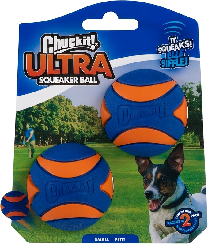 Chuckit Ultra Squeaker Ball Dog Toy, Small (2 Inch) 2 Pack for Small Breeds