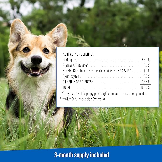 Adams Plus Flea & Tick Prevention Spot On for Dogs 15-30 Pounds, 12 Weeks & Older, 3-Month Supply, Kills Fleas, Flea Eggs, Flea Larvae & Brown Dog & Deer Ticks, Kills & Repels Mosquitoes For 30 Days