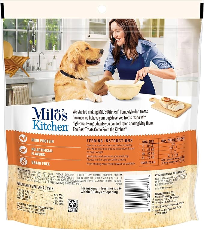 Milo's Kitchen Homestyle Dog Treats, Chicken Jerky, 8.5 Ounce, High Protein, No Artifical Flavors