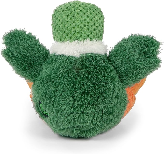 goDog Checkers Just for Me Sitting Duck Squeaky Plush Dog Toy, Chew Guard Technology - Green, Mini