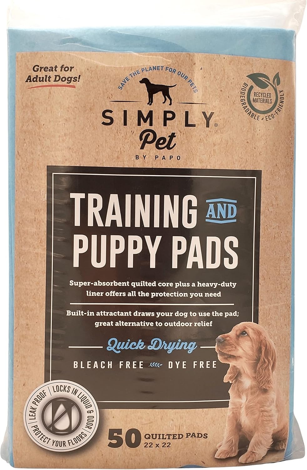 Puppy & Dog Potty Training Pee Pads | 50 Pad Pack for Small or Large Dogs & Pets | Disposable 22" x 22" Super Absorbent 5 Layer Pet Peepads NEUTRALIZE Odor | Veterinarian Recommended & Eco Friendly