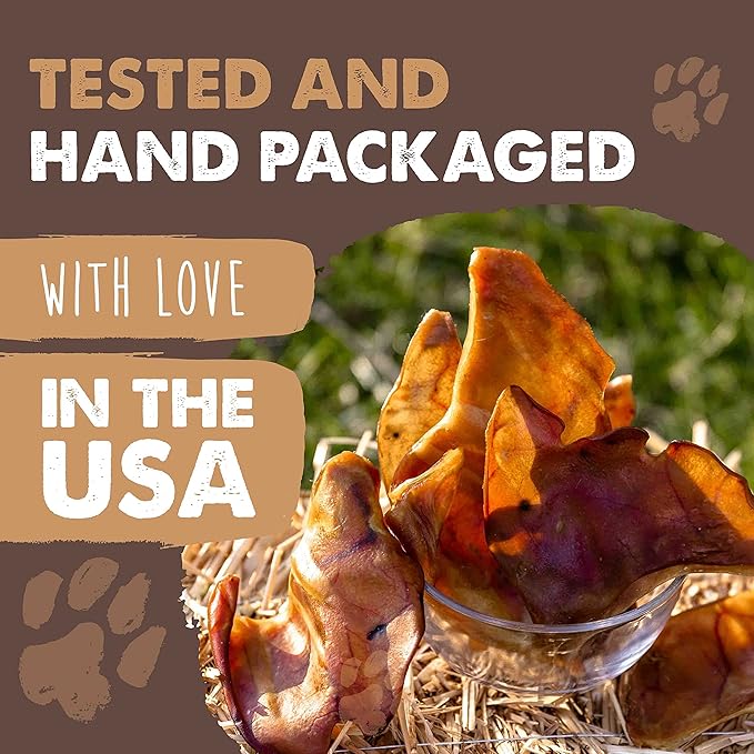 Mighty Paw Full Pig Ears for Dogs Large - All Natural, Single Ingredient Pig Ear Dog Treats. Better Than Rawhide Dog Snacks for Small and Large/Medium Dogs. Pigs Ears Dog Chews, Dog Pig Ears 12 Pack