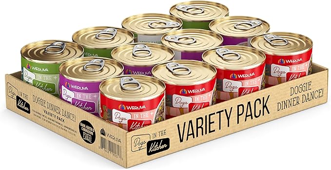 Weruva Dogs in The Kitchen, Doggie Dinner Dance Variety Pack, Wet Dog Food, 10oz Cans (Pack of 12)