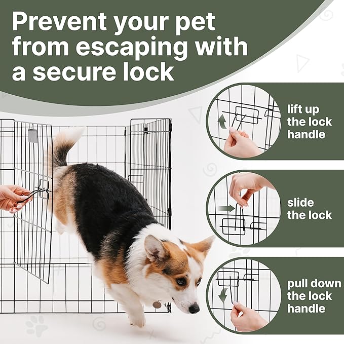 Premium Dog playpen - Foldable Metal Pet Playpen with 8 24x24In Panels, Dog Exercise Pen with Door, Dog Play Pen Indoor/Outdoor, Puppy Playpen 61x24 Inches, X pens for Dogs, Black