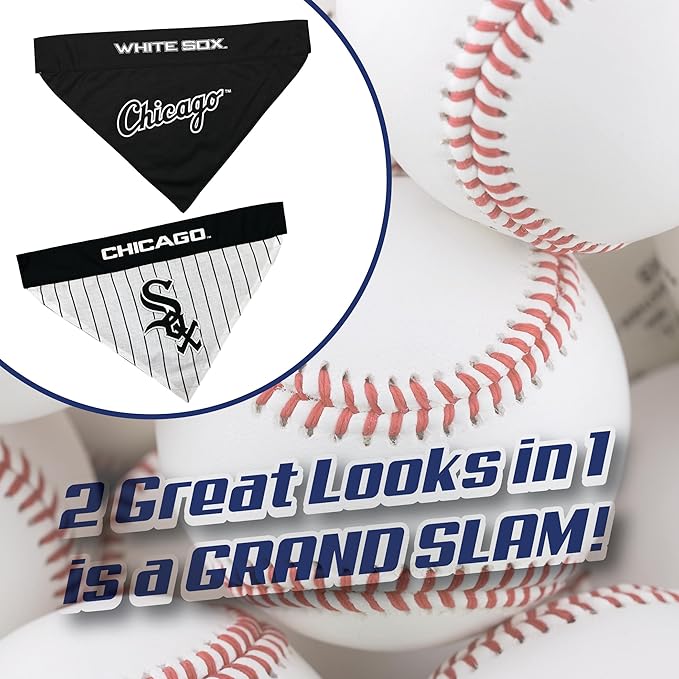 Pets First WSX-3217-L-XL MLB Chicago White Sox Reversible Pet Bandana, Large/X-Large, MLB Team Color