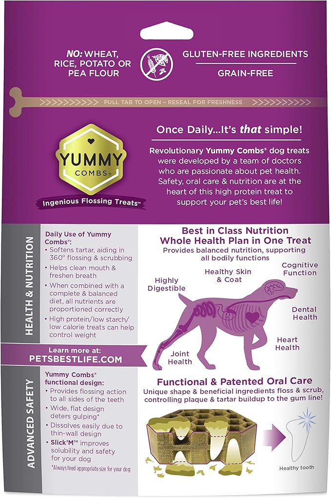 Dog Dental Treats | Vet VOHC Approved | Delicious Protein Treat | Dental Care & Cleaning Comb Shape | Yummy Dog Treats | Dental Dog Treats for Extra Small Dogs (12oz, 48 Count)