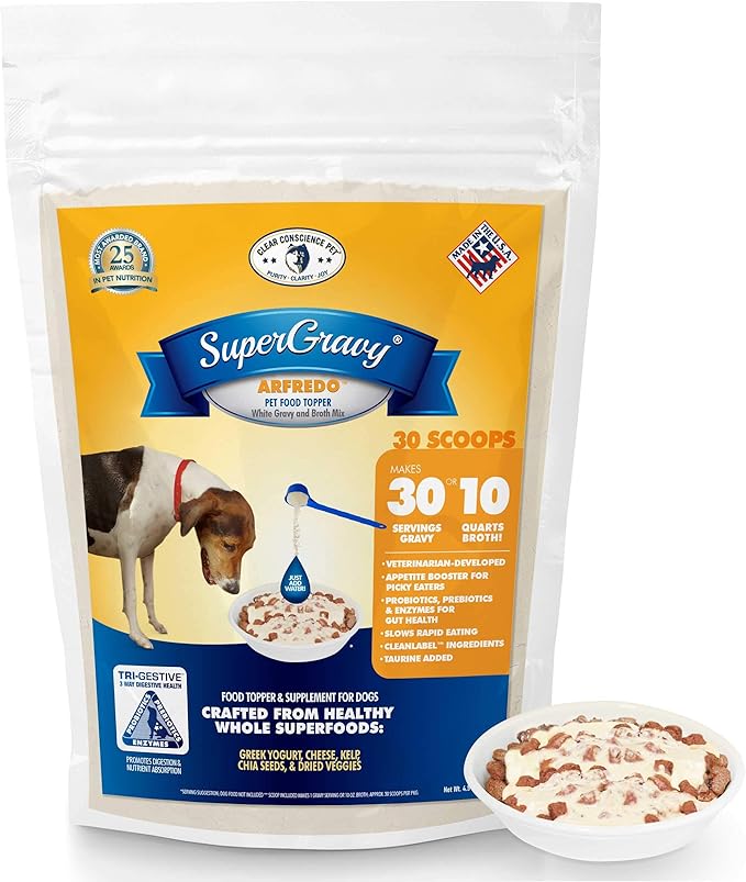 SuperGravy ARFredo - Natural Dog Food Gravy Topper - Hydration Broth Food Mix - Human Grade – Kibble Seasoning for Picky Eaters – Gluten Free & Grain Free, 30 Scoop, 01047 , white