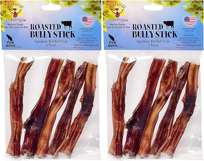 2-Pack USA Roasted Bully Sticks for Dogs | All Natural, Odor Free, High Protein | Premium Quality Chew | 5" - 5 Pack/10 Total