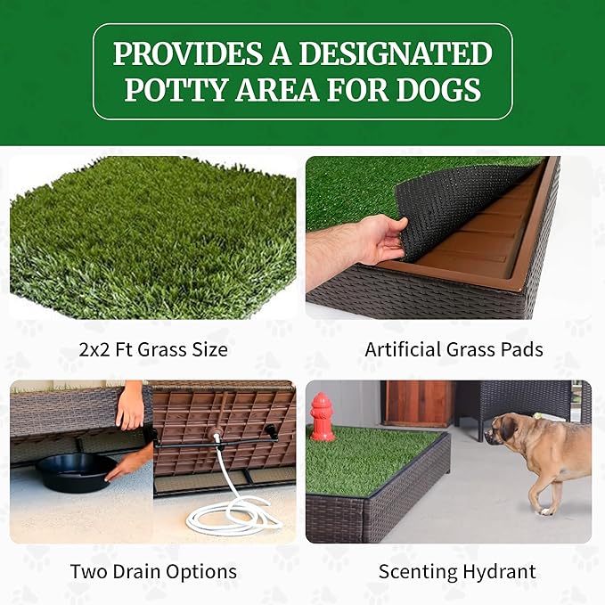 Porch Potty Artificial Grass Potty Pads for Dogs - Small Size 26x26x7 Reusable Potty Training Pad - Washable Pee Pads for Dogs - Unique Design - Instant Drainage -Quick Absorb - 2x2 Ft Grass Size