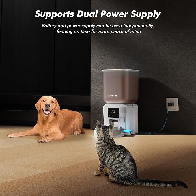 Automatic Dog Feeder - 8L/34 Cups Large Capacity Automatic Cat Food Dispenser with Display LCD Screen,Large Food Tray,Battery Operated,Timed Cat Feeder,Up to 50 Portions 6 Meals Per Day,Keeps Fresh