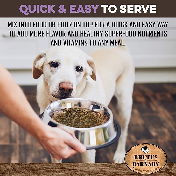 Dog Food Topper - Super Foods - Enhance Your Dogs Meal With This Healthy Vegan Flavor Packed Mix - Sprinkle On Dog Food Flavoring for Picky Eaters - Blueberries, Carrots, Spinach, Sweet Potato - 8oz