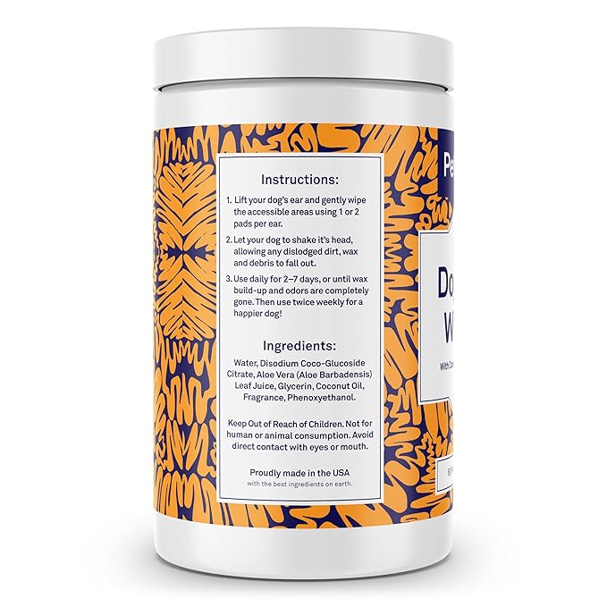 Petpost | Bulldog Wrinkle Wipes for Dogs - Extra Large Cotton Pads in Coconut Oil Solution - Cleans and Soothes XL Pug Wrinkles and Folds 60 ct.
