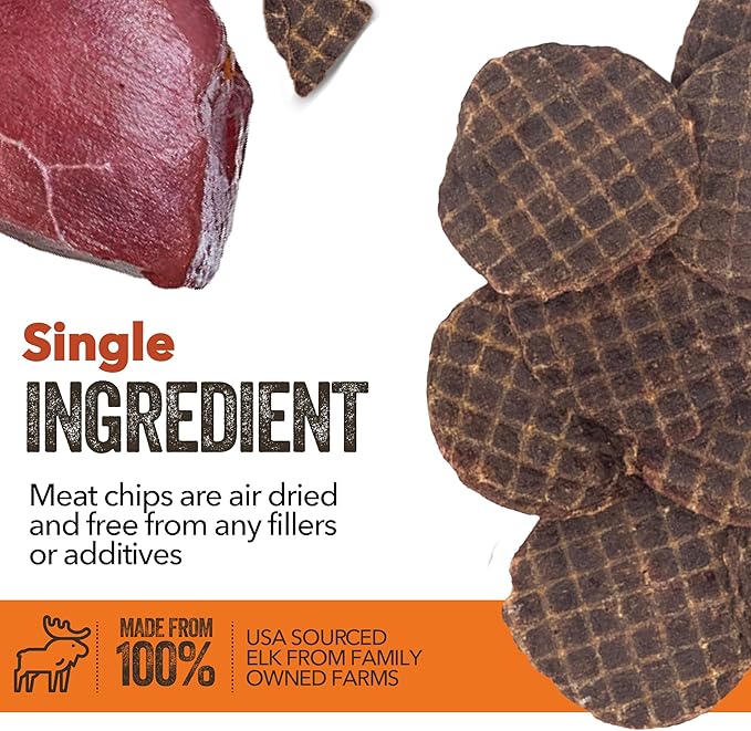 Gaines Family Farmstead Elk Chips for Dogs, All-Natural, Grain-Free, Soy-Free, Dye-Free, Healthy Dog Treats for All Ages & Breeds, Puppies, Made in USA, 4 oz