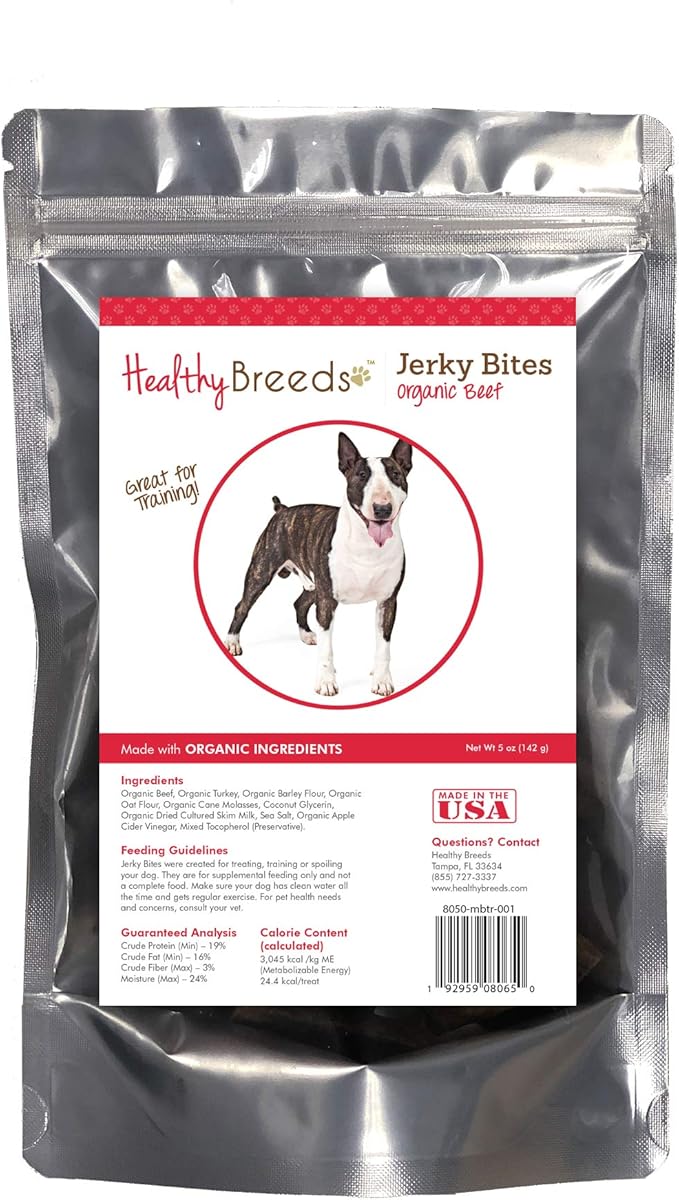 Healthy Breeds Miniature Bull Terrier Jerky Bites Beef Recipe Dog Treats 5 oz