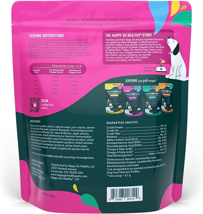 Skin & Coat Supplements for Dogs | Probiotic & Prebiotic Benefits with Wild Salmon Omega 3s to Help Your Dog Shine from The Inside Out | All Breeds, Ages and Sizes | 120 Count