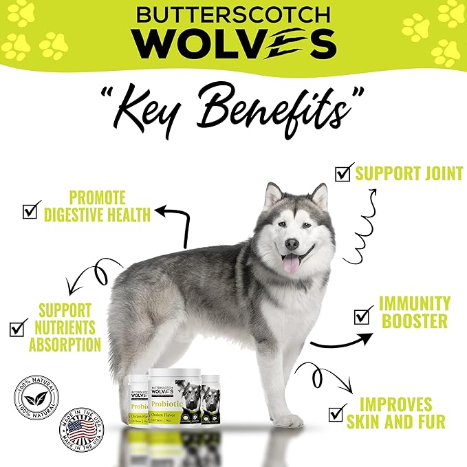 Probiotics for Dogs Supplement | Digestive and Immune Health Support Dog Vitamins with Probiotic Blend and Pumkin Powder | Approximately 120 Probiotic Chews for Dogs