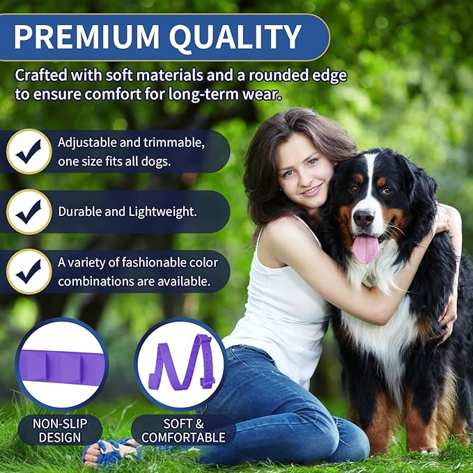 4 Pack Flea Collar for Dogs, 8 Months Flea and Tick Collar for Dogs Puppies, Flea and Tick Prevention for Dogs, Adjustable Waterproof Dog Flea Collar, Dog Flea and Tick Treatment-Gray Purple
