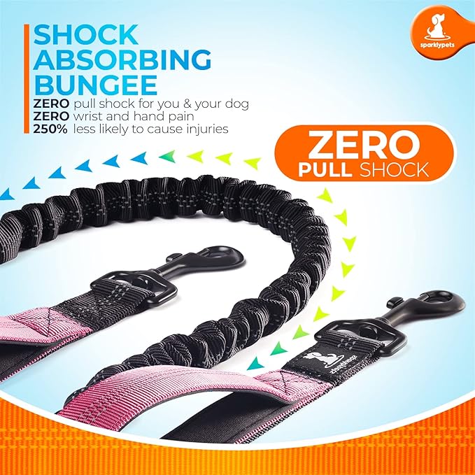 SparklyPets Hands Free Dog Leash with Reflective Stitches – Waist Leash for Dog Walking, Training & Jogging – Running Leash Hands Free for Medium & Large Dogs