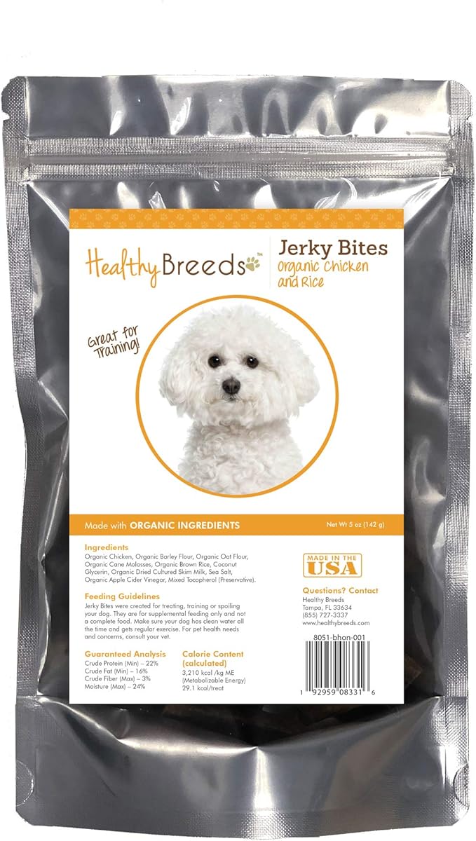Healthy Breeds Bichon Frise Jerky Bites Chicken & Rice Recipe Dog Treats 5 oz