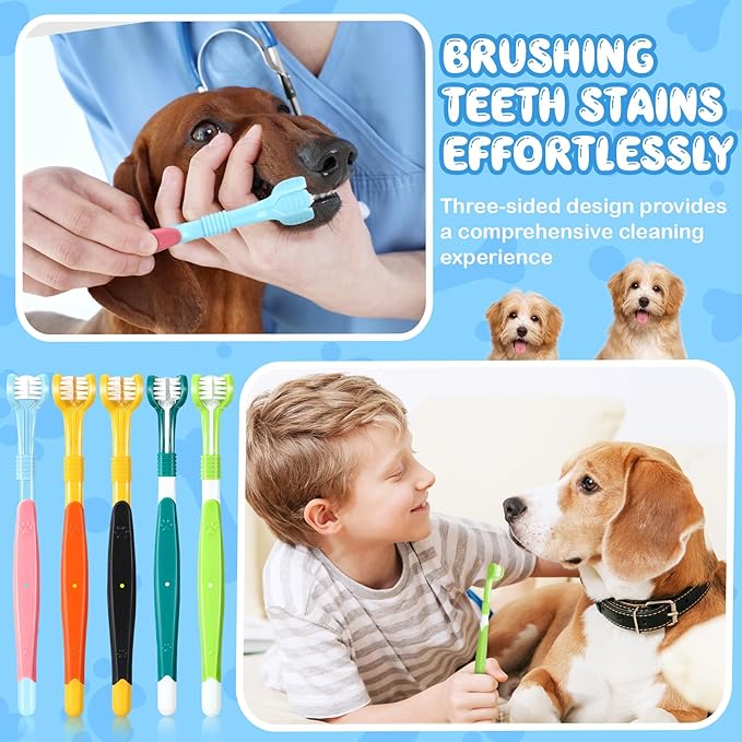 20 Pcs 7 Inch Dog Toothbrush 3 Sided Dog Tooth Brush Cat Toothbrush Pet Teeth Cleaning Brush Dental Care Suitable for Most Pets Puppy Kitten Different Teeth and Mouth Shapes Cleaning