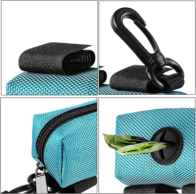 2Packs Dog Poop Bag Holder for Leash Attachment Dog Poop Bag Dispenser Dog Waste Bag Dispensers for Leash Accessory Dog Poop Bag Holders Fits Dog Leash Include Hand Free Holder Metal Carriers, Green